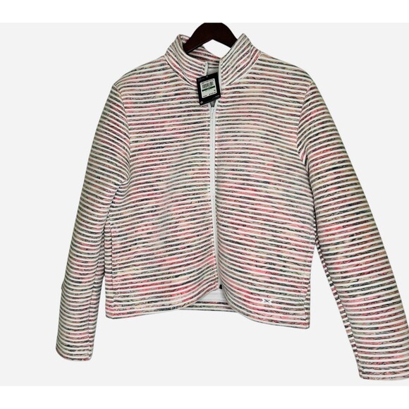 NEW Under Armour Women's Jacket Full Zip Spacer Fabric Pink White LARGE - Picture 3 of 12